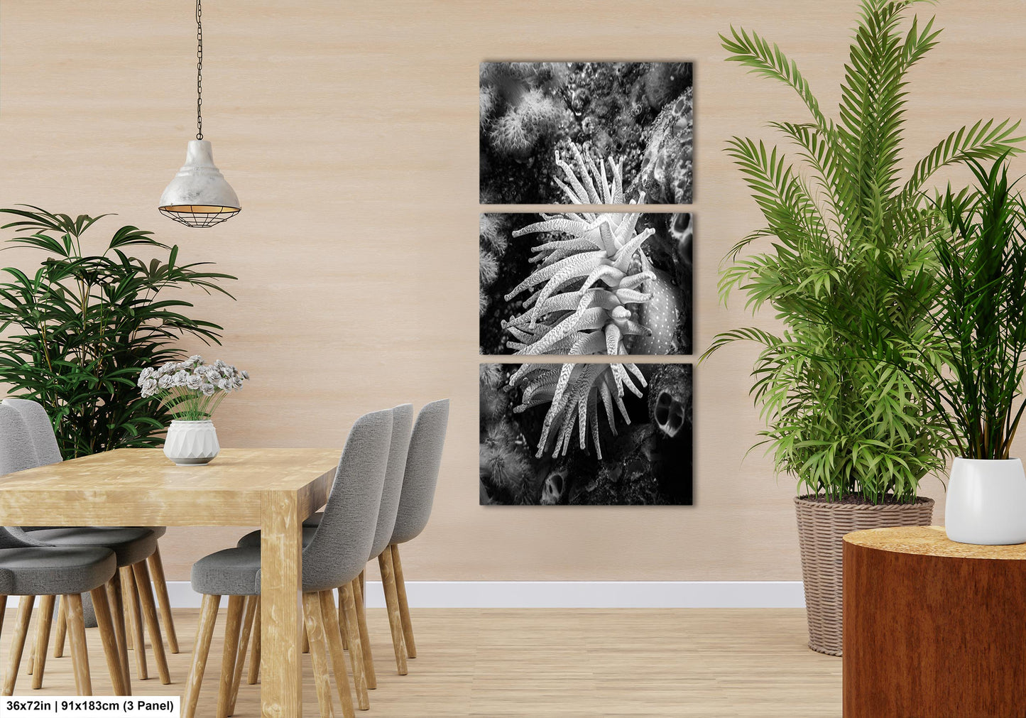 Sea Life Wall Art Sea Anemone Underwater Print in Black and White Ocean Lover Gift Coral Reef Art