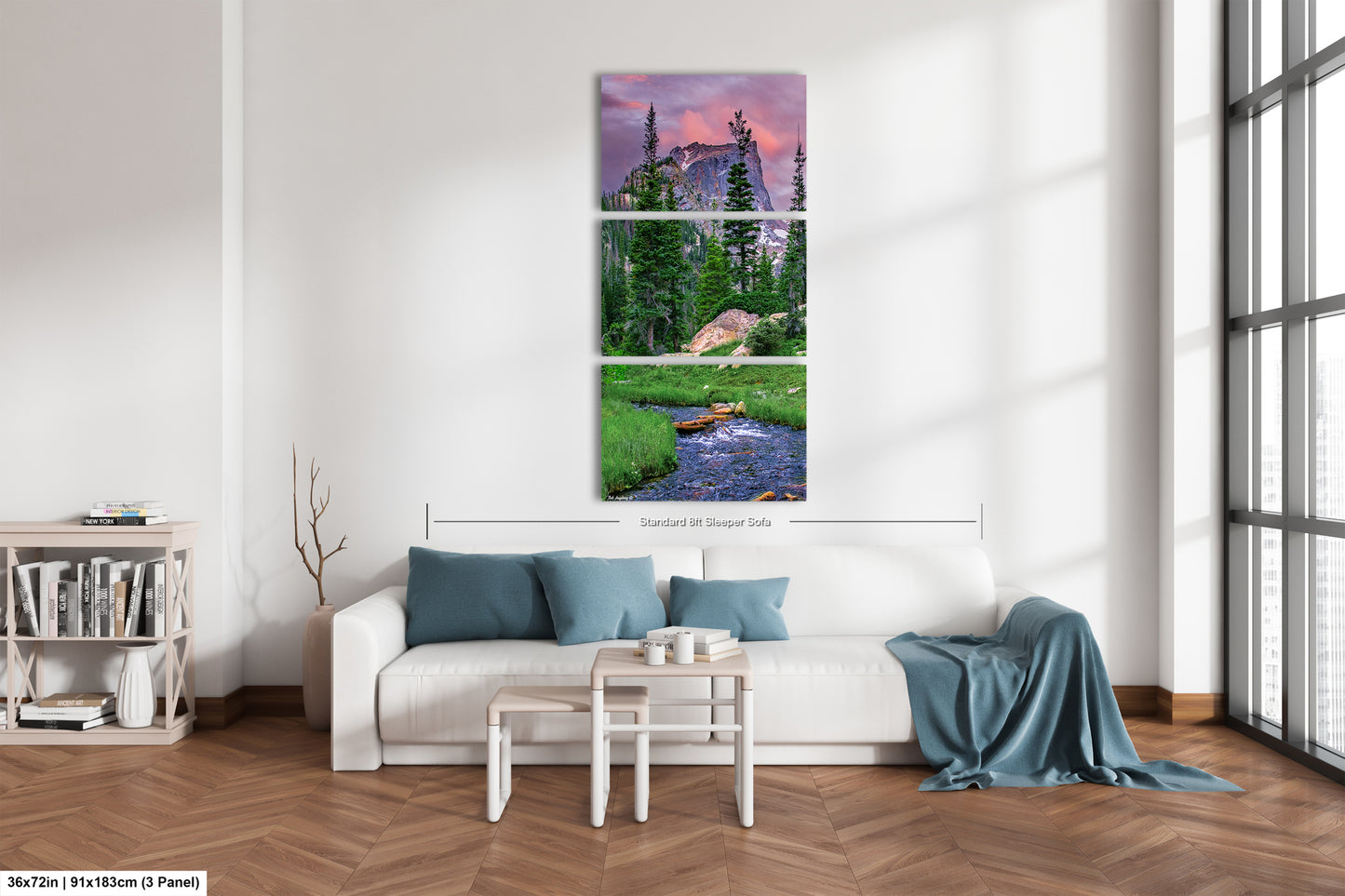 Rocky Mountain National Park, Dream Lake, Estes Park, large framed art work, vertical art, Hallett Peak, Flattop mountain, Colorado wall art