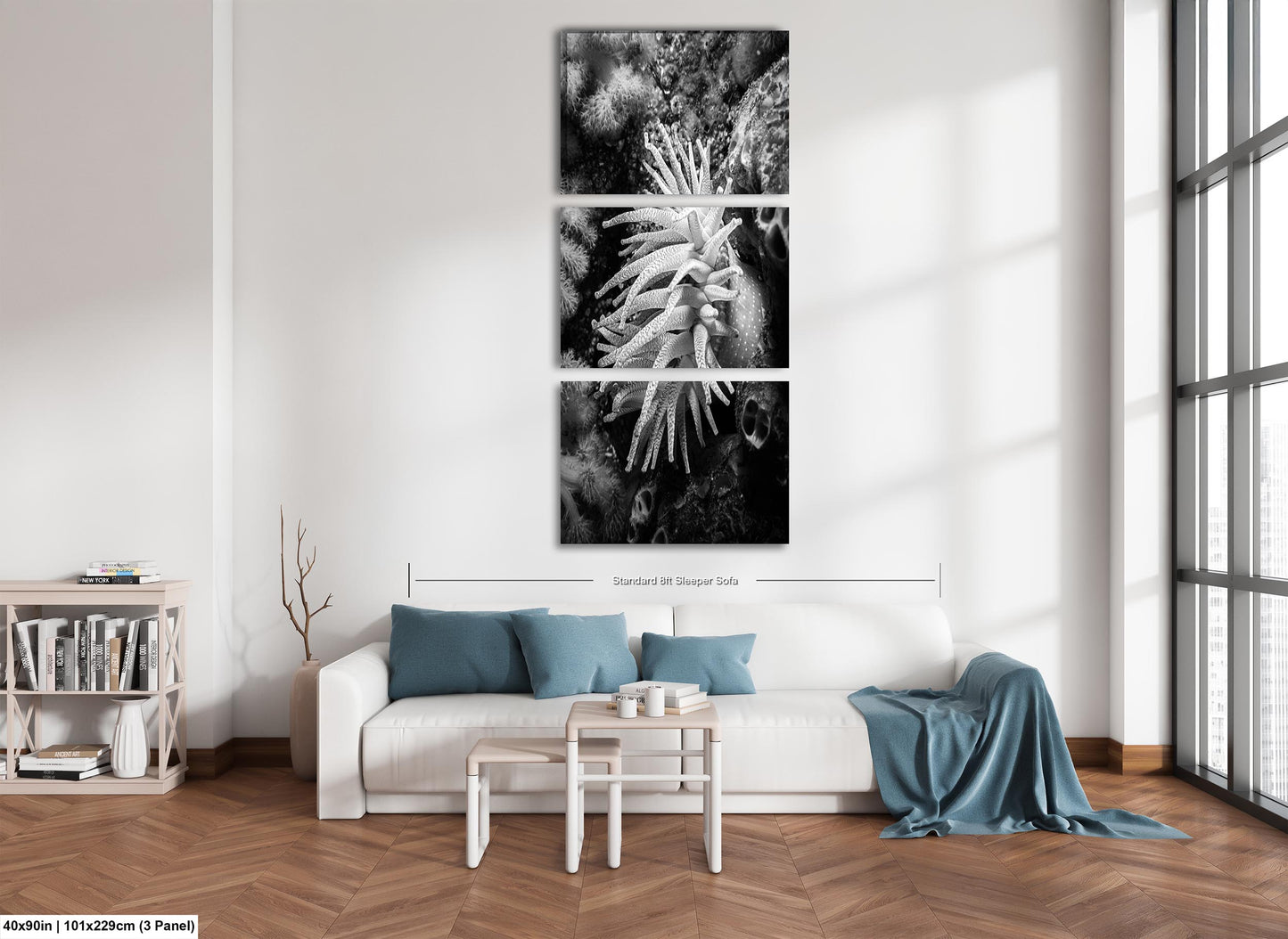 Sea Life Wall Art Sea Anemone Underwater Print in Black and White Ocean Lover Gift Coral Reef Art