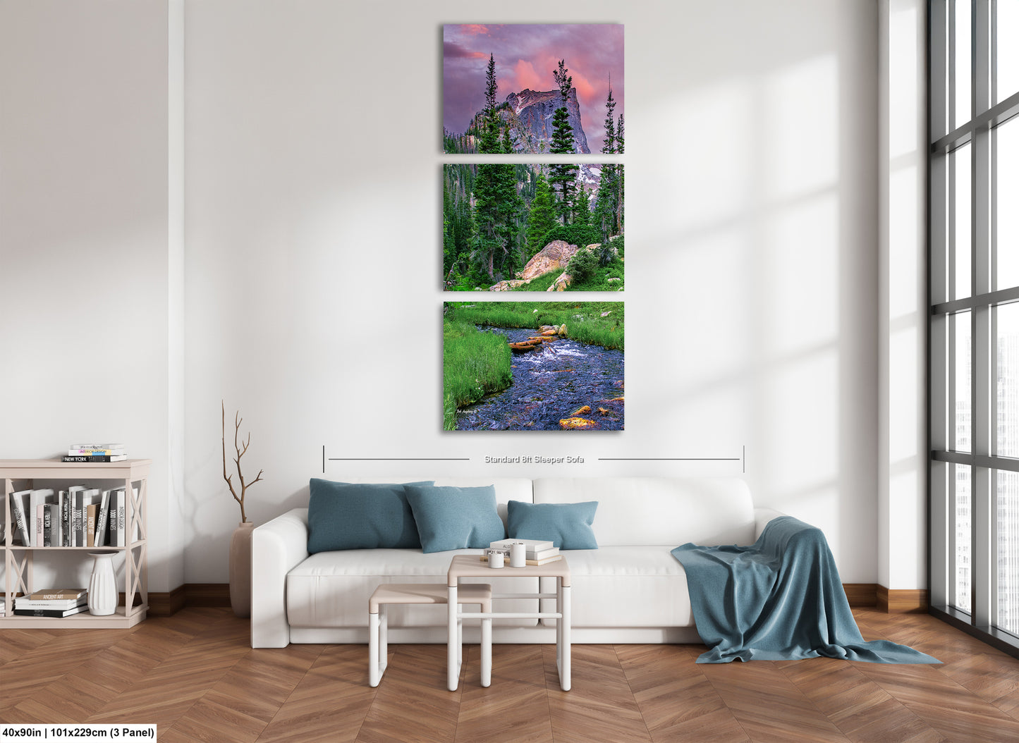 Rocky Mountain National Park, Dream Lake, Estes Park, large framed art work, vertical art, Hallett Peak, Flattop mountain, Colorado wall art