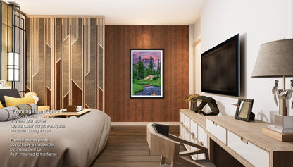 Rocky Mountain National Park, Dream Lake, Estes Park, large framed art work, vertical art, Hallett Peak, Flattop mountain, Colorado wall art