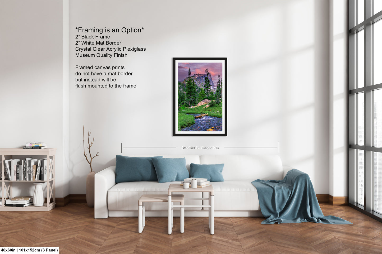 Rocky Mountain National Park, Dream Lake, Estes Park, large framed art work, vertical art, Hallett Peak, Flattop mountain, Colorado wall art