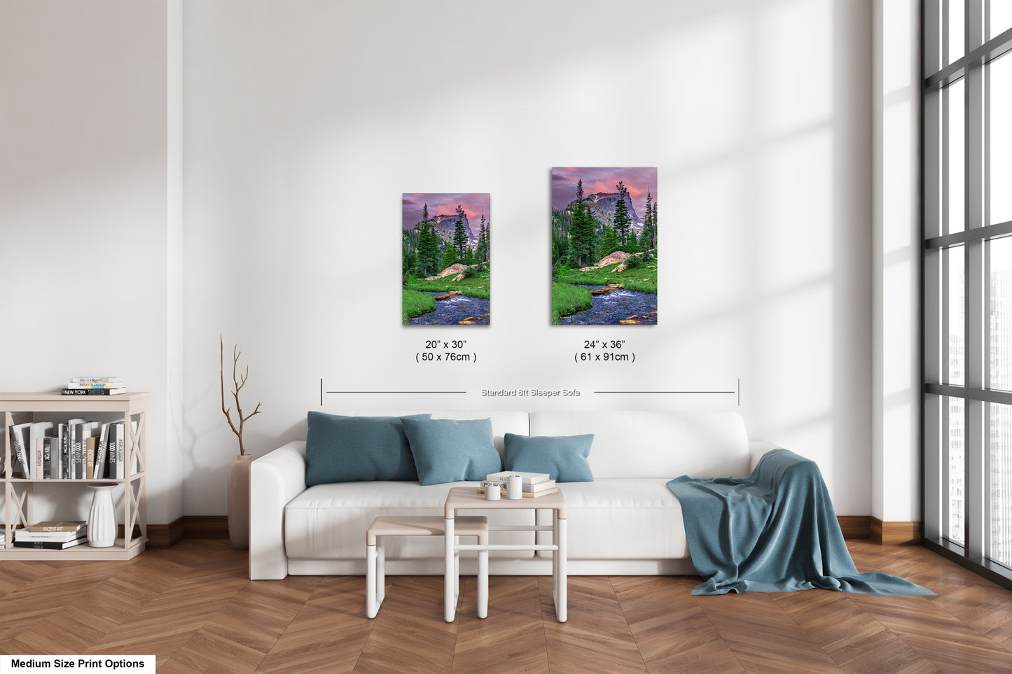 Rocky Mountain National Park, Dream Lake, Estes Park, large framed art work, vertical art, Hallett Peak, Flattop mountain, Colorado wall art