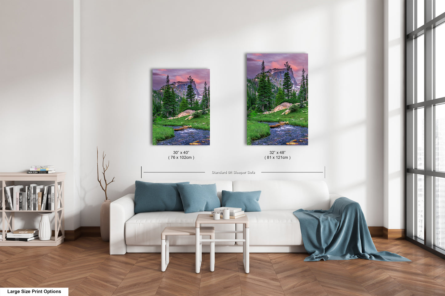 Rocky Mountain National Park, Dream Lake, Estes Park, large framed art work, vertical art, Hallett Peak, Flattop mountain, Colorado wall art
