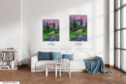 Rocky Mountain National Park, Dream Lake, Estes Park, large framed art work, vertical art, Hallett Peak, Flattop mountain, Colorado wall art