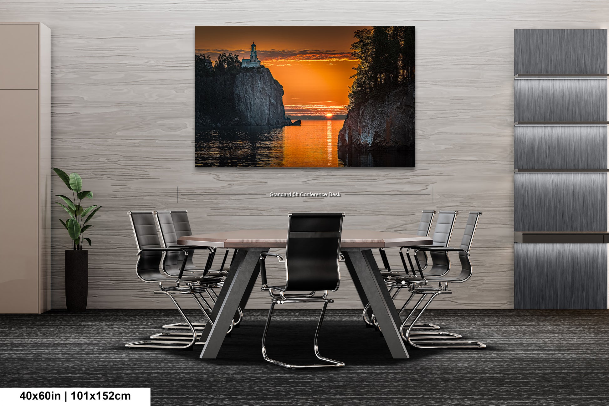 a dining room table with chairs and a painting on the wall