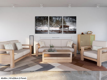 a living room filled with furniture and a painting on the wall