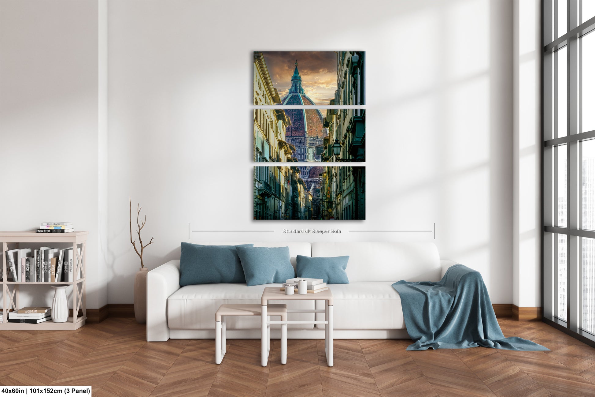 a living room filled with furniture and a painting on the wall