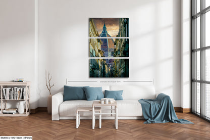 a living room filled with furniture and a painting on the wall