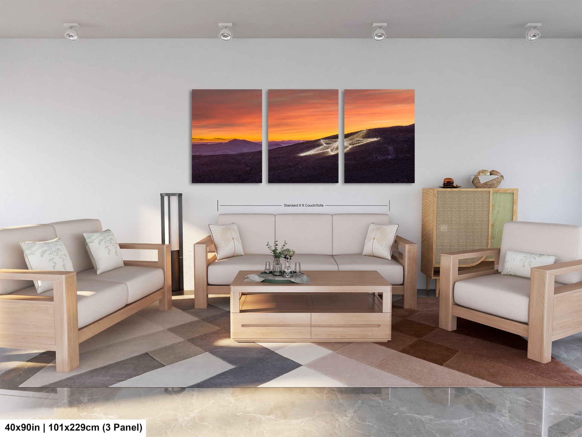 a living room filled with furniture and a painting on the wall