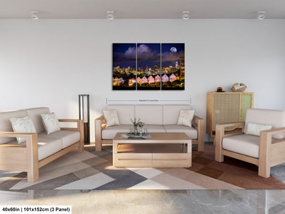 a living room filled with furniture and a painting on the wall