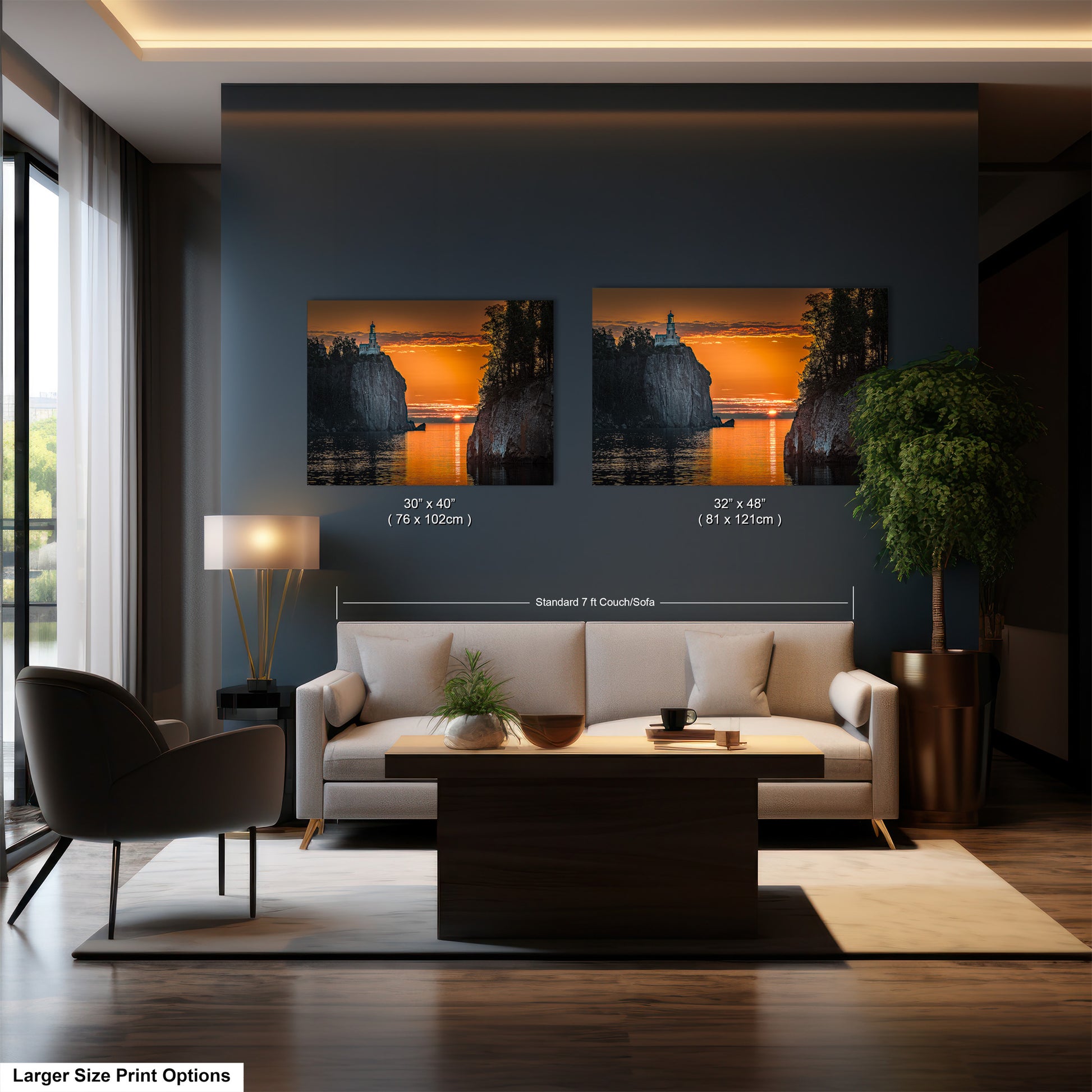 a living room filled with furniture and a painting on the wall