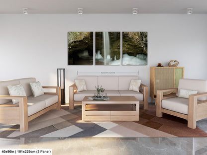 a living room filled with furniture and a painting on the wall