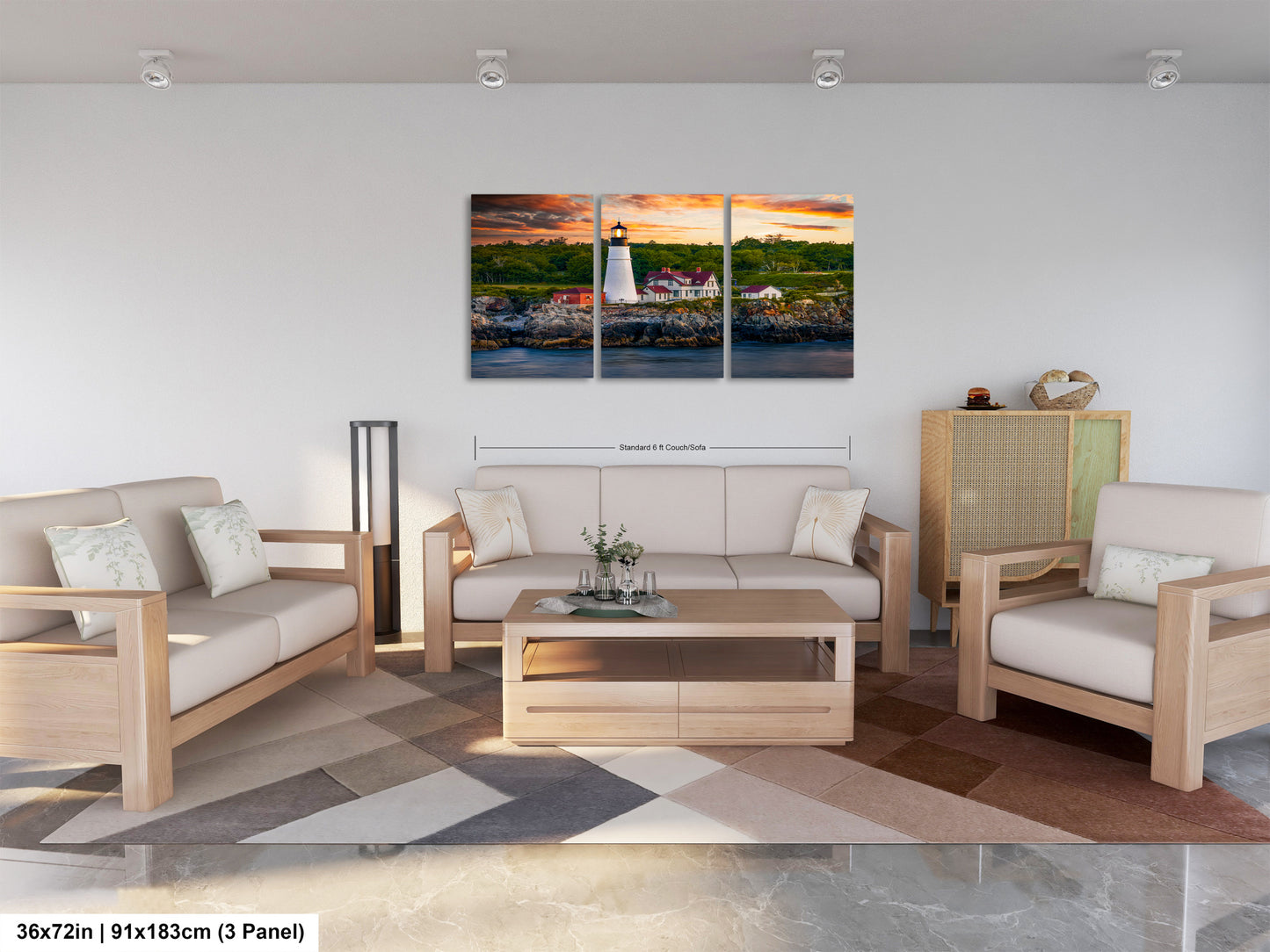 a living room filled with furniture and a painting on the wall