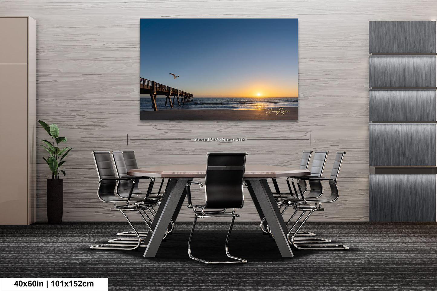 a dining room table with a view of the ocean