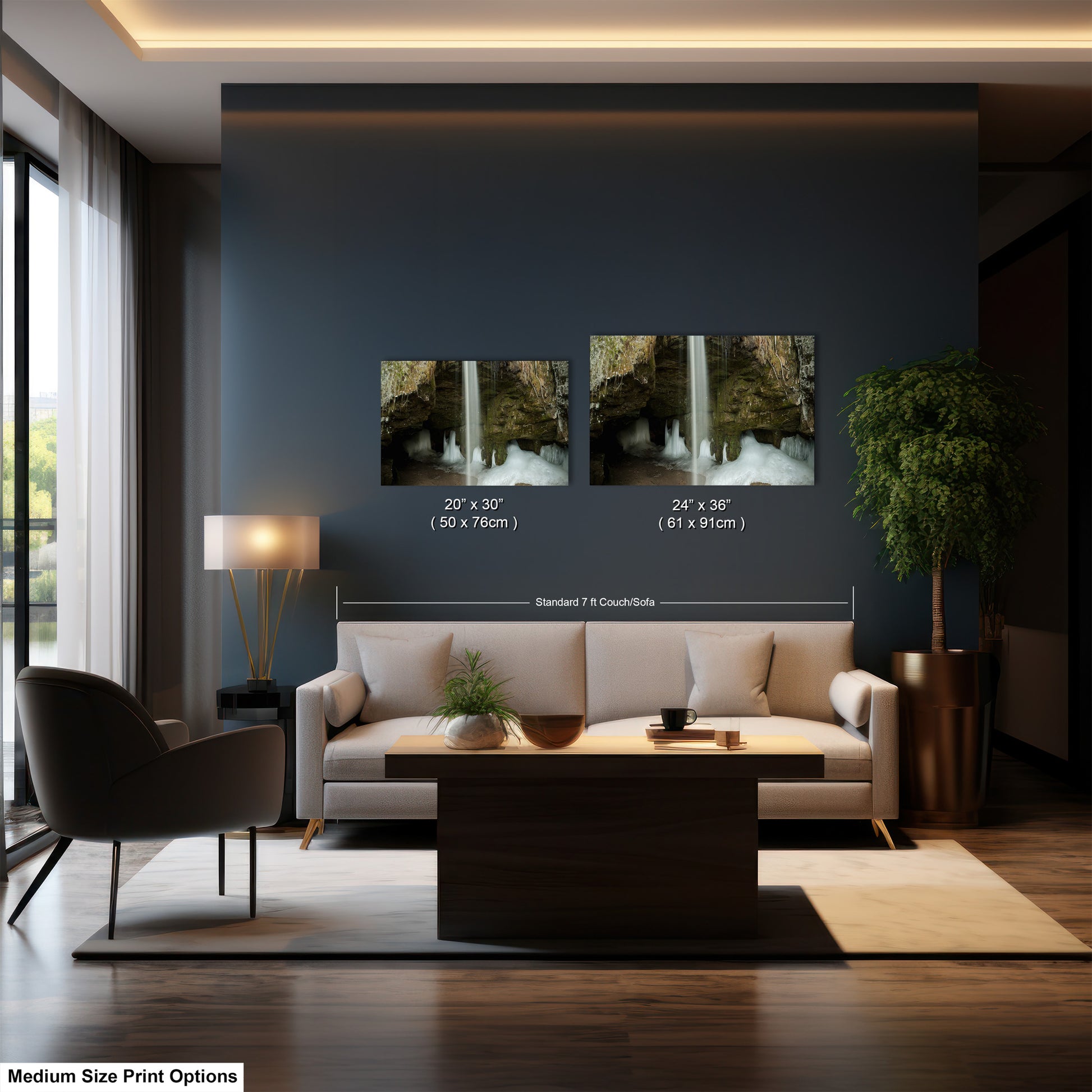 a living room with a couch a table and a chair