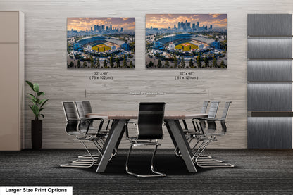 two pictures of a stadium with a table and chairs