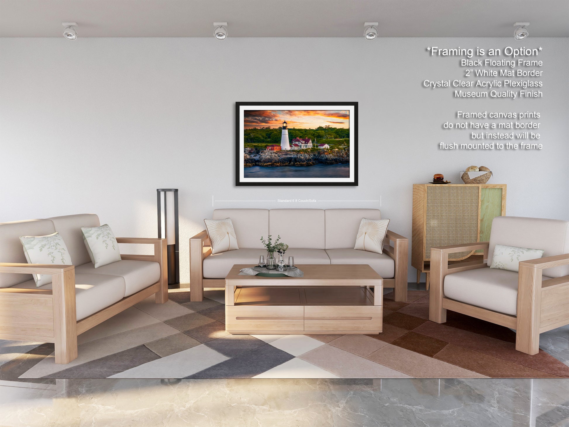 a living room filled with furniture and a painting on the wall