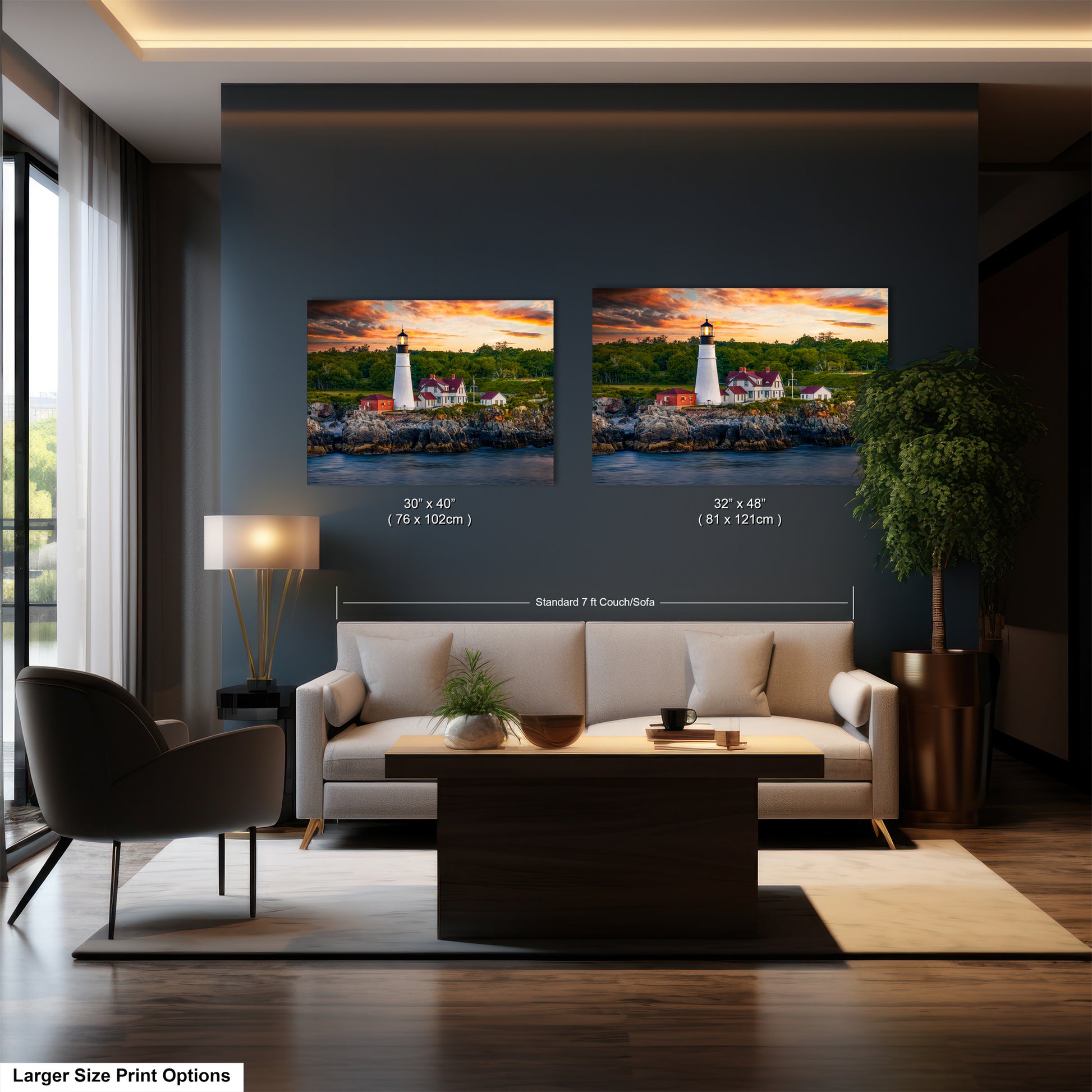a living room filled with furniture and a painting on the wall