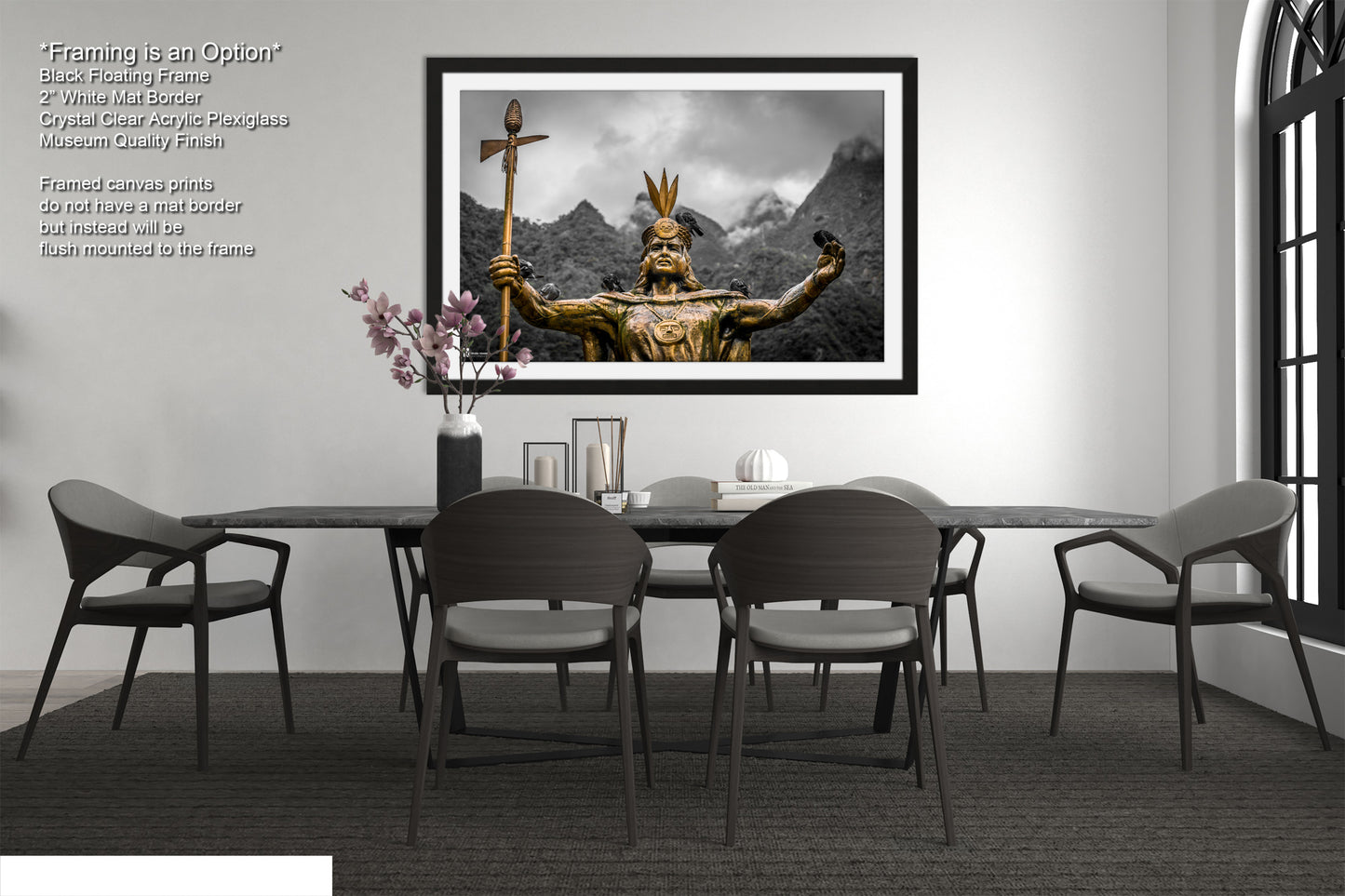 a dining room with a table and chairs