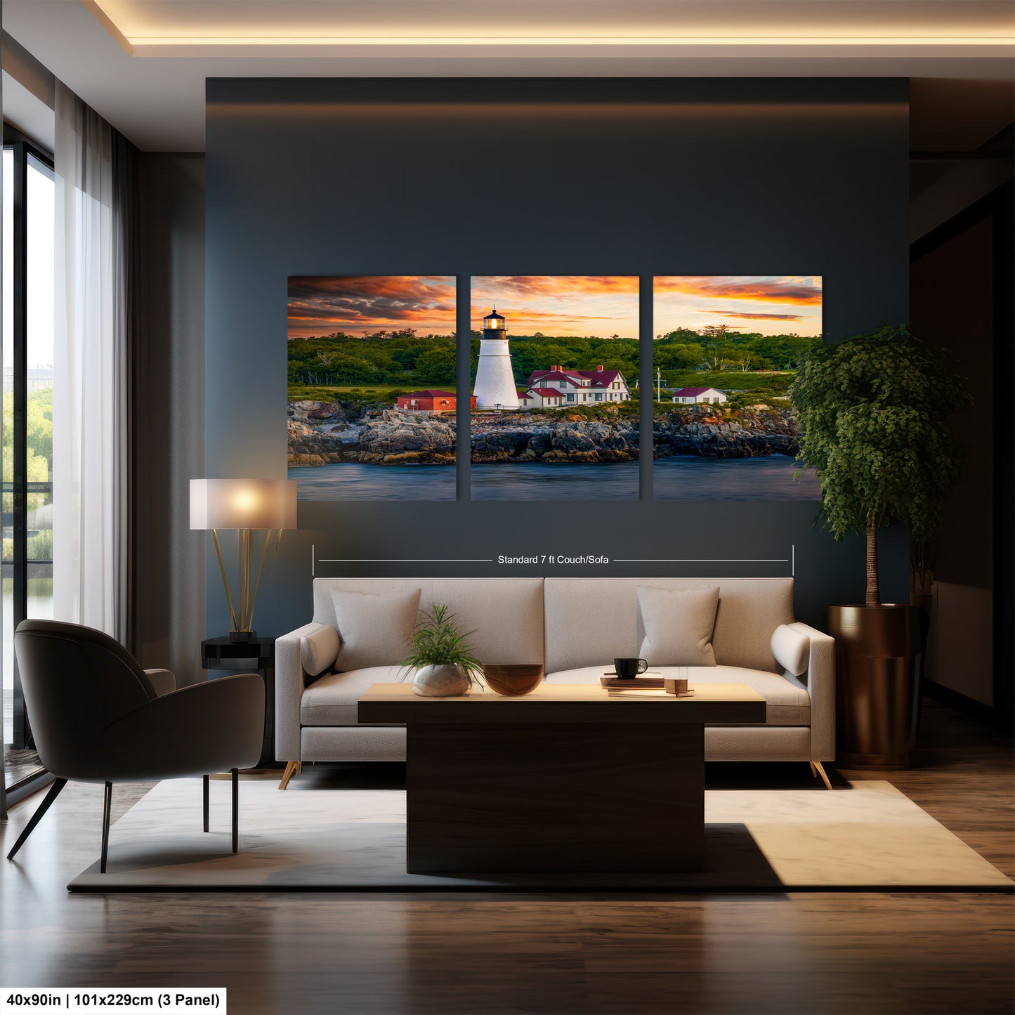 a living room filled with furniture and a painting on the wall
