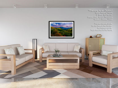 a living room filled with furniture and a painting on the wall