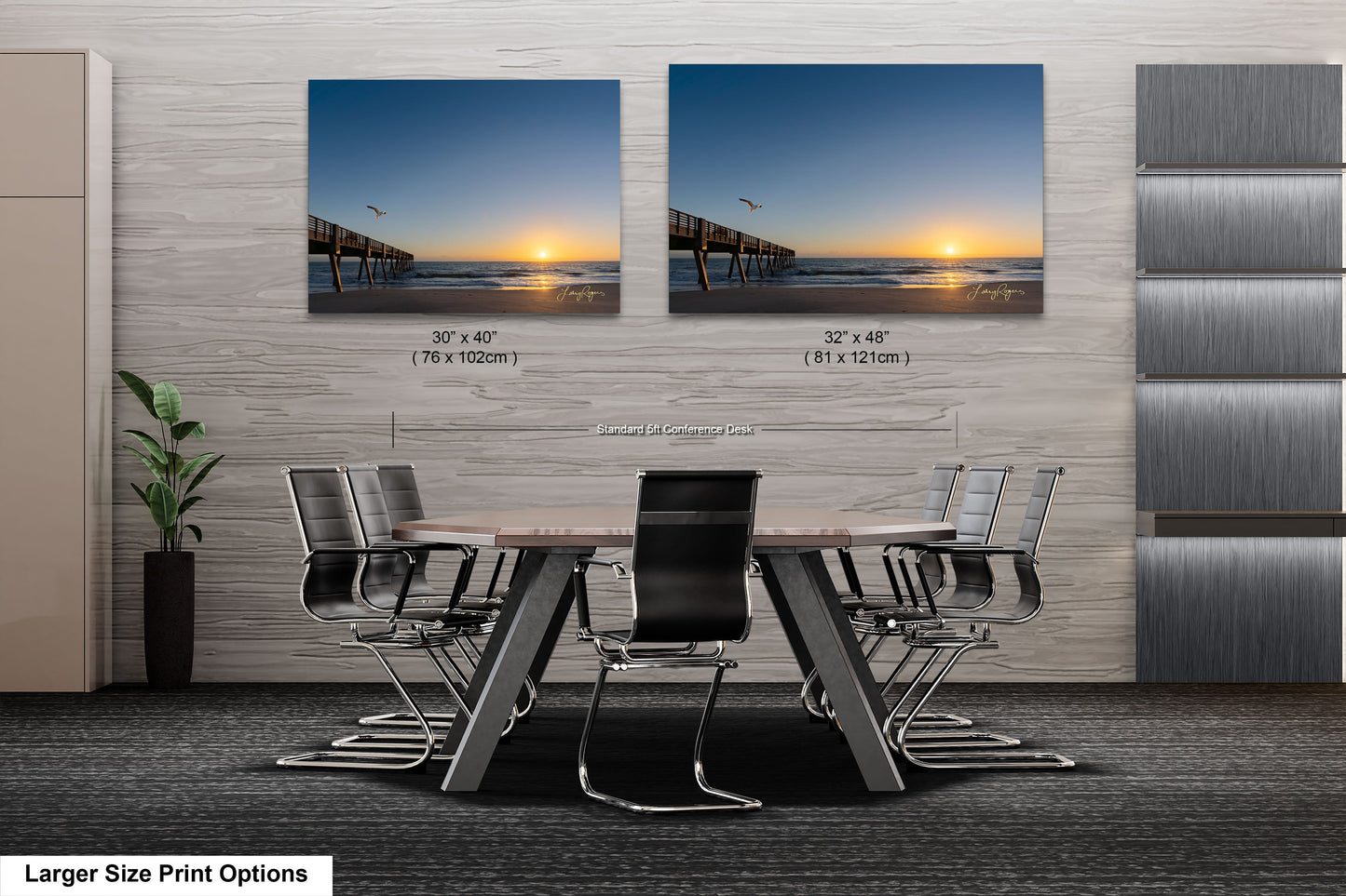 two pictures of a table and chairs in a room