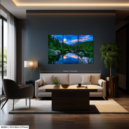 a living room filled with furniture and a painting on the wall