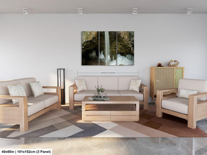 a living room filled with furniture and a painting on the wall
