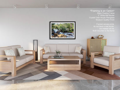 a living room filled with furniture and a painting on the wall