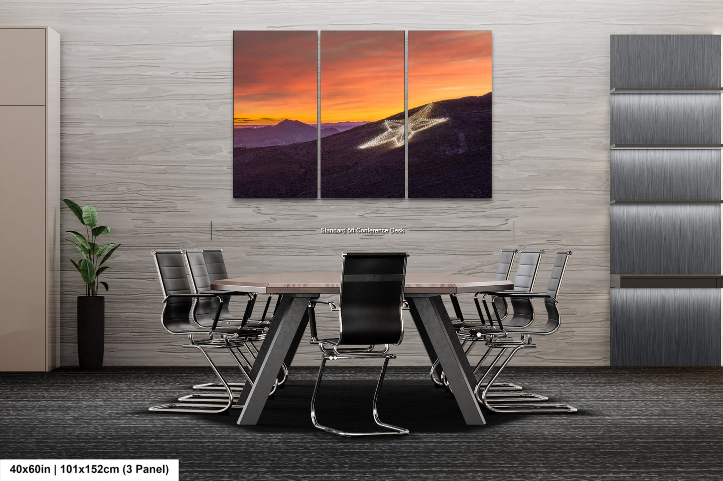 a dining room table with chairs and a painting on the wall