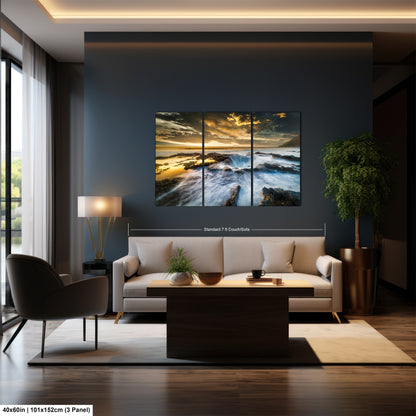 a living room filled with furniture and a painting on the wall