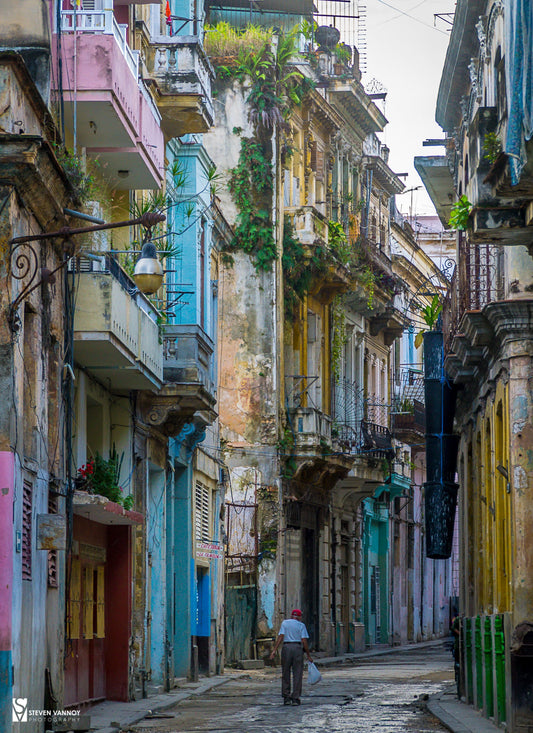 Cuban Photos, Old Man Walking Home Havana, Cuba, Havana Decor,  Fine Art Photography, Havana Streets, Havana Cuba Photo, Canvas Print