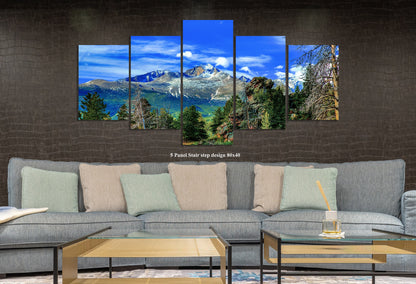 Rocky Mountain National Park, Longs Peak summer photo, 3 piece wall art, Estes Park Colorado, extra large wall art, office decor, triptych,