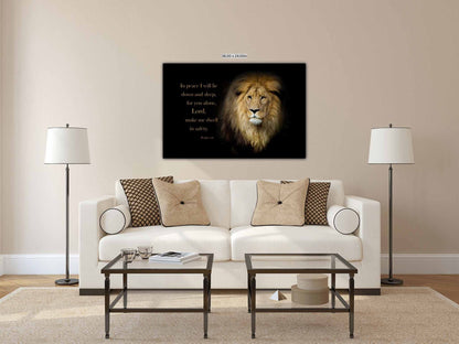 Psalm 4:8 Bible Verse Canvas, Scripture Art Pictures, Inspirational Wall Prints, Christian Scripture Decor Home, Bedroom, Lord Keeps Me Safe