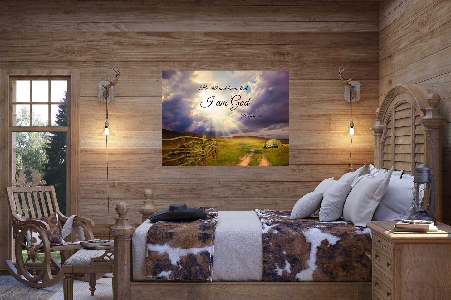 Psalm 46:10 Scripture Landscape Canvas, Be Still and Know That I am God, Religious Christian Wall Decor, Inspirational Canvas Wall Art Print