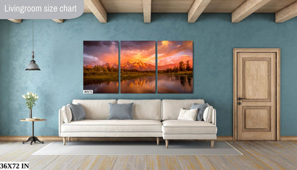 Grand Teton Sunrise Photo, Photography Landscape Print, Wyoming Canvas Wall Art Prints, Mountain Reflection Photo, Wyoming Photo Print