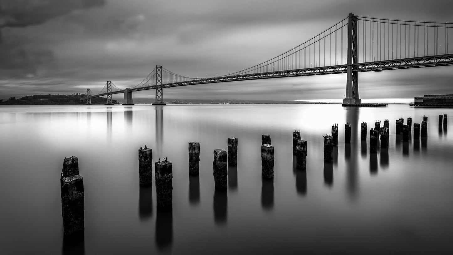 Bay Bridge San Francisco Black and White Photography Wall Decor for Home or Office