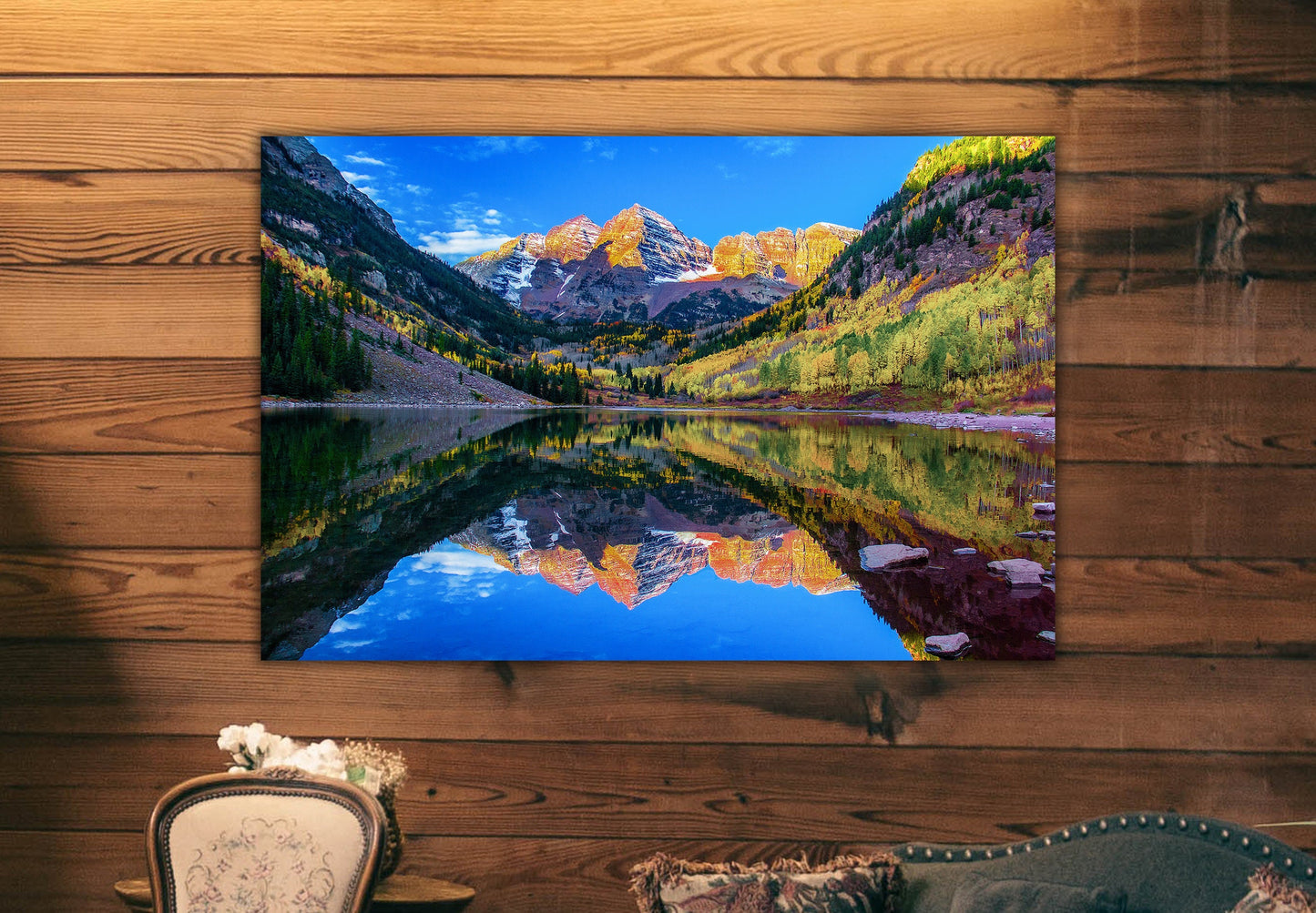 Maroon Bells autumn landscape picture, Aspen Colorado, Colorado wall art, national park, triptych, aspen trees, mountain lake