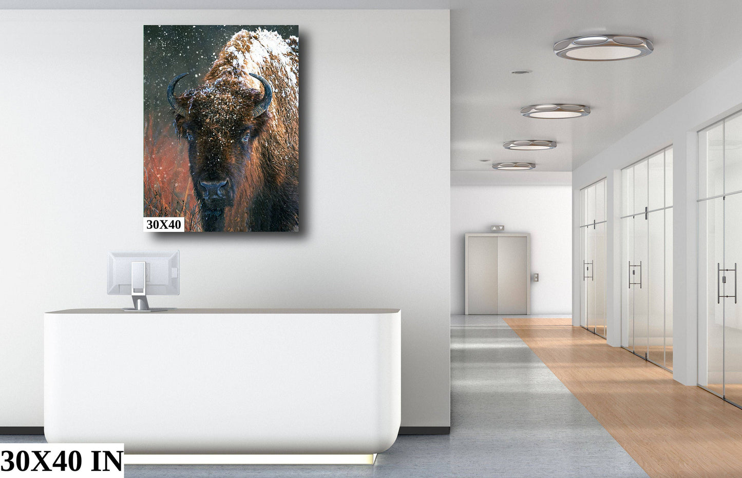 Bison Wall Art, Buffalo Wall Art, Bison Print, Bison Canvas, American Bison, Lone Bison, Buffalo in Snow