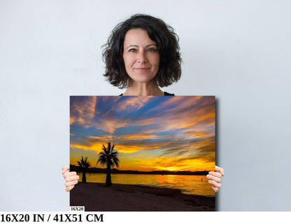 Radiant Horizons: Sunset at Lake Havasu Wall Art State Park Canvas Metal Print Arizona Photography