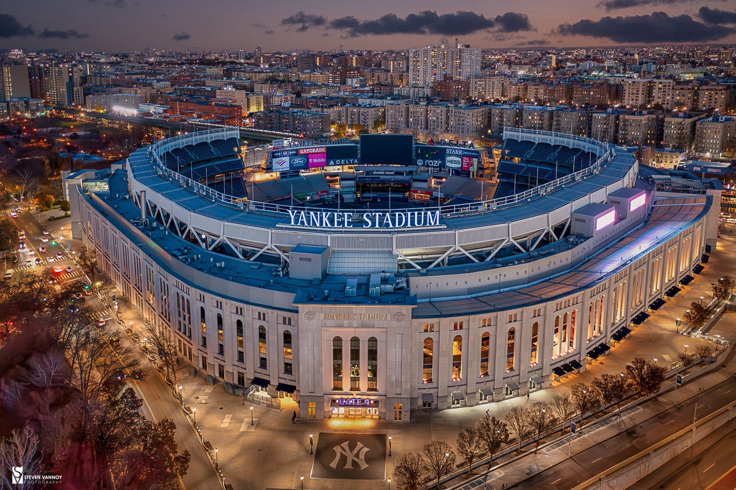 Yankee Stadium Bronx NYC Sunset, Poster Print, Canvas Print, Man Cave Photo, Game Room Photo, Baseball Photography, Bronx Bombers