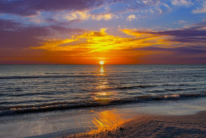 Beach sunset picture, Florida sunset print, Bonita Beach Sunset photo, Sunset picture on canvas, tropical sunset print, triptych