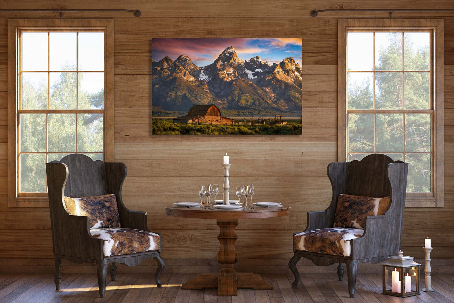 Rustic Farmhouse Hanging Wall Art of the Moulton Barn at Mormon Row in Grand Teton National Park Wyoming