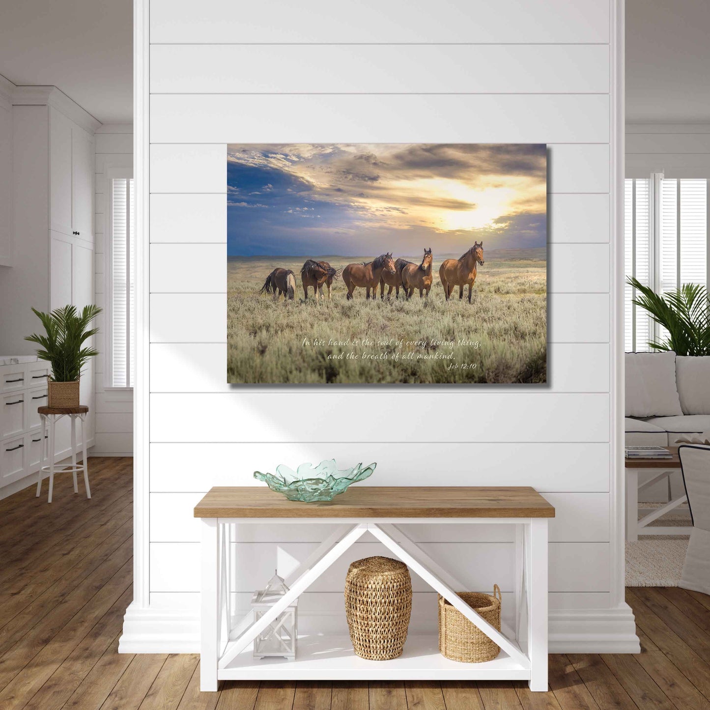 Job 12:10 Wild Horses Bible Verse, Wild Mustang Scripture Canvas, Christian Inspirational Wall Art, Cowboy Old West Decor, In God's Hand