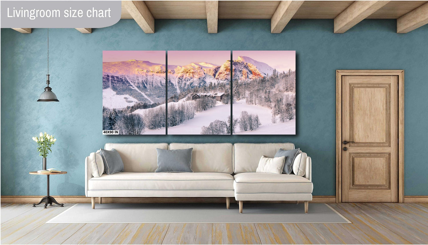 Snow Capped Mountains Sunrise Landscape Winter Print/Canvas/Acrylic/Metal