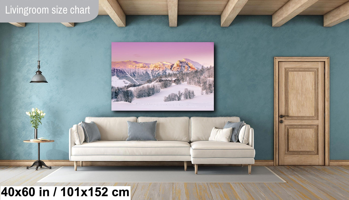 Snow Capped Mountains Sunrise Landscape Winter Print/Canvas/Acrylic/Metal