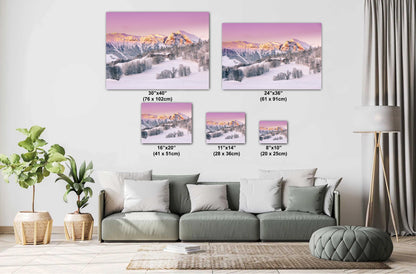 Snow Capped Mountains Sunrise Landscape Winter Print/Canvas/Acrylic/Metal