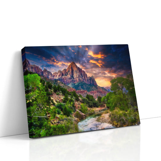 Zion National Park Utah Art, Zion Photo of The Watchman, 3 Piece Wall Art Canvas, Southwestern Metal Decor, or Acrylic Print