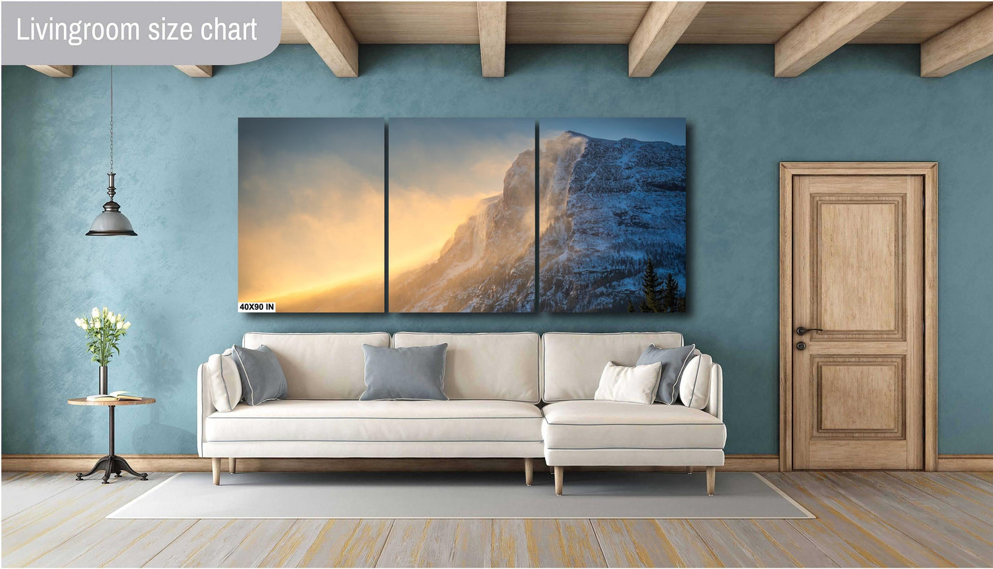 Snow Capped Mountains Winter Storm Landscape Winter Print/Canvas/Acrylic/Metal